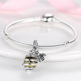 925 Sterling Silver Honeycomb Bee Charm for Bracelets Fine Jewelry Women