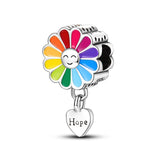 925 Sterling Silver Hope Flower Charm for Bracelets Fine Jewelry Women Pendant Necklace