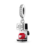 925 Sterling Silver I Love Coffee Charm for Bracelets Fine Jewelry Women Pendant