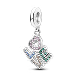 925 Sterling Silver Love Charm for Bracelets Fine Jewlery Women Pendant Necklace