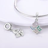 925 Sterling Silver Love Charm for Bracelets Fine Jewlery Women Pendant Necklace