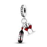 925 Sterling Silver Love Wine Charm for Bracelets Fine Jewelry Pendant