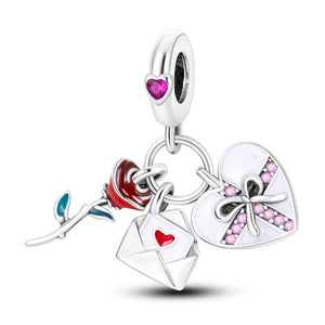 925 Sterling Silver Love and Hearts Charm for Bracelets Fine Jewelry Women Pendant