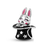 925 Sterling Silver Rabbit in a Hat Charm for Bracelets Fine Jewelry Women Pendant