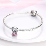 925 Sterling Silver Little Girl with Kitten Charm for Bracelets Fine Jewelry Women
