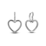 925 Sterling Silver Double Heart Hoop Earrings