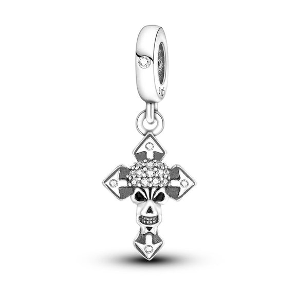 925 Sterling Silver Halloween Skull Charm for Bracelets Fine Jewelry Women Pendant Necklace