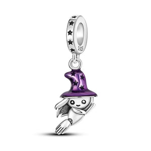 925 Sterling Silver Witch Charm for Bracelets Fine Jewelry Women Pendant Necklace