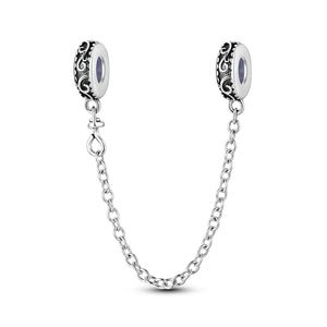 925 Sterling Silver Retro Safety Chain Charm for Bracelets Fine Jewelry Women
