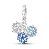 925 Sterling Silver Snowflakes Charm for Bracelets Fine Jewelry Women Pendant