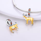 925 Sterling Silver Antelope Dangle Charm for Bracerlets Fine Jewelry Women Pendant
