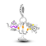 925 Sterling Silver Teapot Candelabra Clock Charm for Bracelets Fine Jewelry Women Pendant