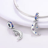 925 Sterling Silver Crescent Moon and Star Charm for Bracelets Fine Jewelry Women Pendant Necklace