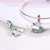 925 Sterling Silver Christmas Dangle Charm for Bracelets Fine Jewlery Women Pendant Necklace
