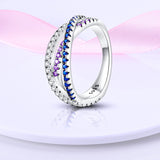 925 Sterling Silver Blue White and Purple Sparkle Ring Fine Jewelry Women