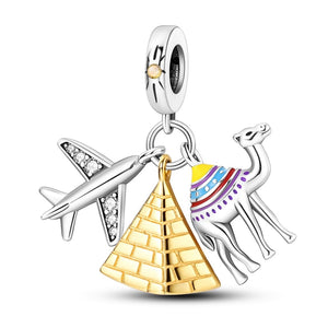 925 Sterling Silver Travel To Egypt Charm for Bracelets Jewelry Women Pendant