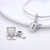 925 Sterling Silver Laptop Charm for Bracelets Fine Jewelry Women Pendant