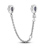 925 Sterling Silver Hearts Safety Chain Charm