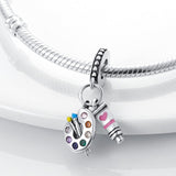 925 Sterling Silver Paint Palette Charm for Bracelets Fine Jewelry Women Painter Artist Pendant