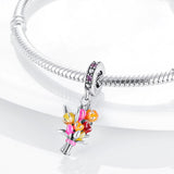 925 Sterling Silver Tulips Bouquet Charm for Bracelets Fine Jewelry Women Pendant