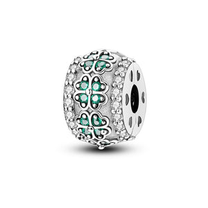 925 Sterling Silver Four-Leaf Clover Clip Charm for Bracelets Fine Jewelry Women