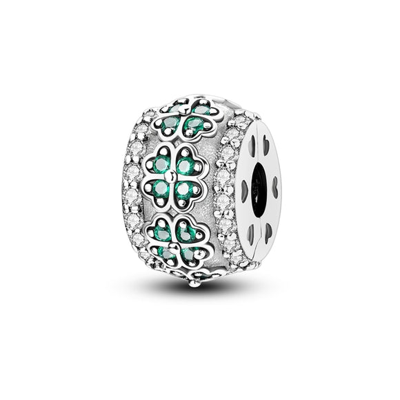 925 Sterling Silver Four-Leaf Clover Clip Charm for Bracelets Fine Jewelry Women