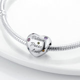 925 Sterling Silver Peace and Love Heart Charm for Bracelets Fine Jewelry Women Pendant Necklace