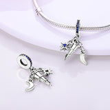 925 Sterling Silver Astronomy Dangle Charm for Bracelets Fine Jewelry Women Pendant