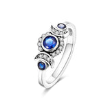 925 Sterling Silver Blue Moon Ring for Women Fine Jewelry Fashion Accessory Celestial