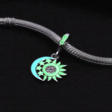 925 Sterling Silver Glow in the Dark Sun and Moon Charm Jewelry Women Pendant