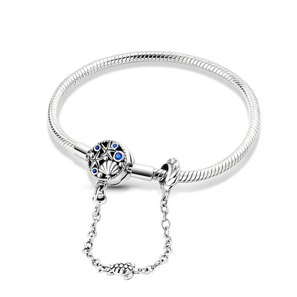 925 Sterling Silver Seashell Clasp Charm Bracelet for Women Jewelry