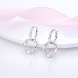 925 Sterling Silver Double Sparkle Hoop Earrings Fine Jewelry Women