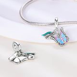925 Sterling Silver Metamorphosis of a Butterfly Charm for Bracelets Jewelry Women Pendant