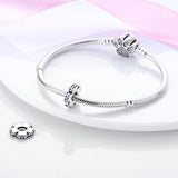 925 Sterling Silver Purple Floral Charm for Bracelets Fine Jewelry Women Pendant