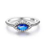 925 Sterling Silver Blue Sparkle Ring for Women Fine Jewelry Fashion Accessory