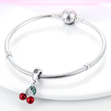925 Sterling Silver Cherries Charm for Bracelets Fine Jewelry Women