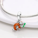 925 Sterling Silver Sloth Charm for Bracelets Fine Jewelry Women Pendant Necklace