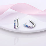 925 Sterling Silver Purple and Blue Hoop Earring for Womens Fine Jewelry Women