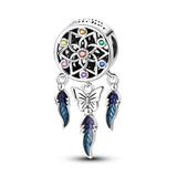 925 Sterling Silver Butterfly Dream Catcher Charm for Bracelets Fine Jewelry Women