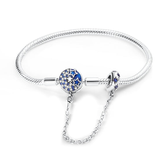 925 Sterling Silver Celestial Clasp Charm Bracelet for Women Jewelry