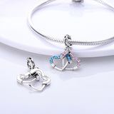 925 Sterling Silver Double Heart Charm for Bracelets Fine Jewelry Women Pendant