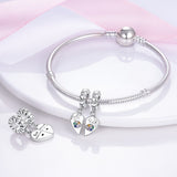 925 Sterling Silver Celestial Double Heart Charm for Bracelets Fine Jewelry women Pendant Necklace
