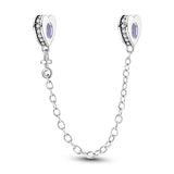 925 Sterling Silver Hearts Safety Chain Charm for Bracelets Fine Jewelry Pendant