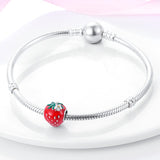 925 Sterling Silver Strawberry Charm for Bracelets Fine Jewelry Women Fruit