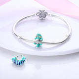 925 Sterling Silver Blue Changing Color Chameleon Charm Bracelets Jewelry Women