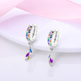 925 Sterling Silver Bohemian Feather Hoop Earrings for Women Fine Jewelry