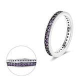 925 Sterling Silver Purple Sparkling Stackable Ring for Women Fine Jewelry Gift