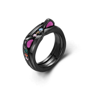 925 Sterling Silver Black Cat Ring for Women Fine Jewelry Women Fashion Accessory