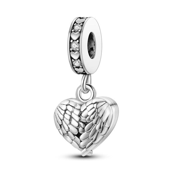 925 Sterling Silver Guardian Angel Wings Charm for Bracelets Fine Jewelry Women Pendant