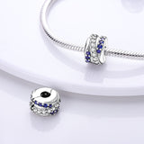 925 Sterling Silver Blue and White Sparkle Charm for Bracelets Fine Jewelry Women Pendant